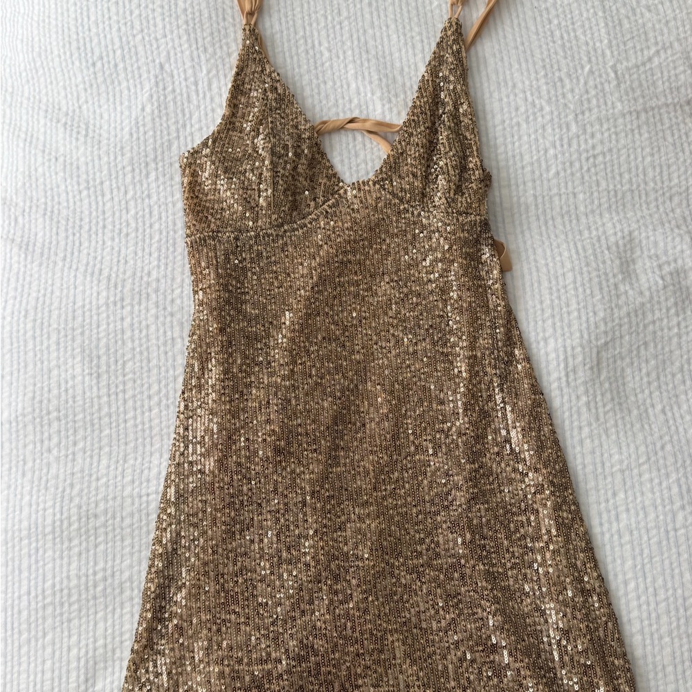 Free People Gold Sequin Mini Dress